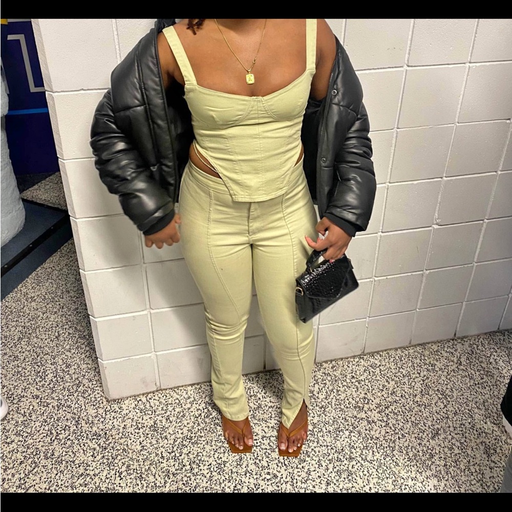 Zara split skinny jeans and corset top set